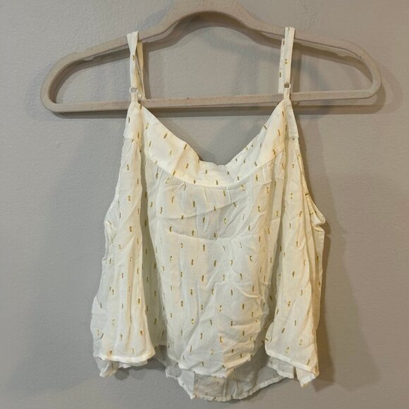 NWT Aerie White Gold Sparkle Cropped Adjustable Spaghetti Strap Tank Top Large - Picture 6 of 6